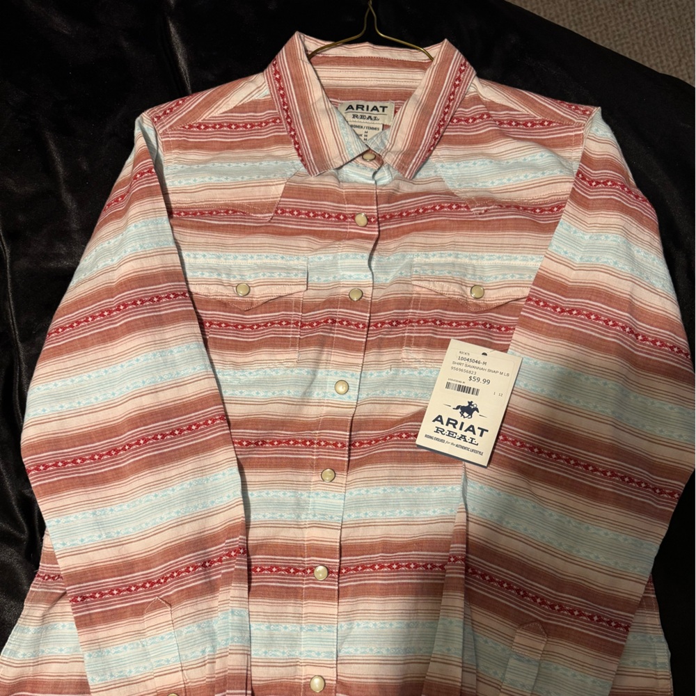 Ariat Red and White Casual Button Down Shirt
